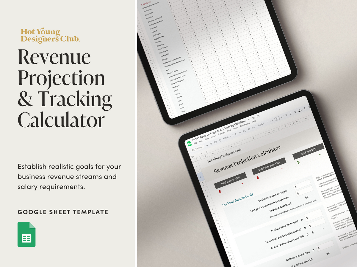 Interior Designers Revenue Projection & Tracking Calculator