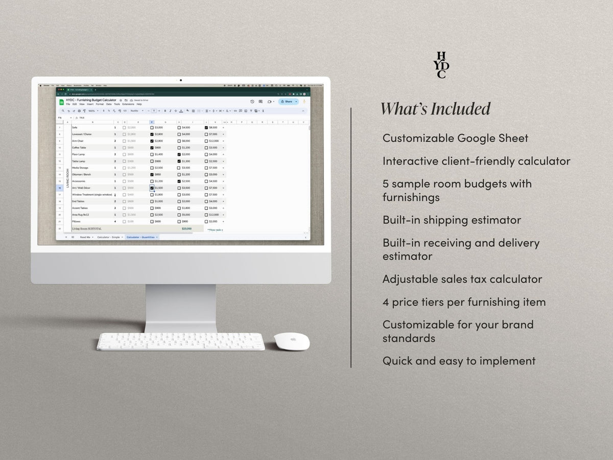 Furnishing Budget Calculator for Interior Designers | HYDC